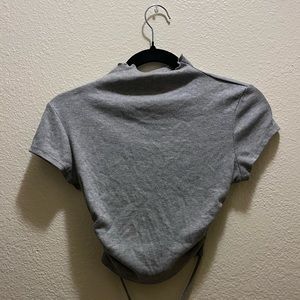 Grey Backless Cropped Turtleneck - Medium